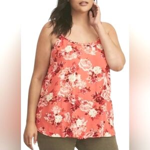 Torrid Coral/Orange Floral Braided  Strap Top Size 1X NWT